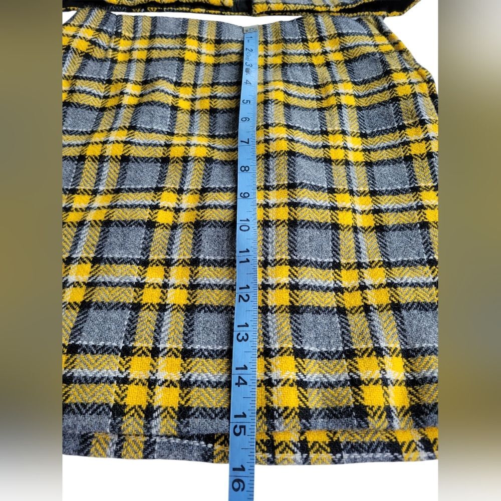 1960s Vintage Handmade Plaid Vest & Mini Skirt Set XS Mod Punk Two Piece - Picture 12 of 16